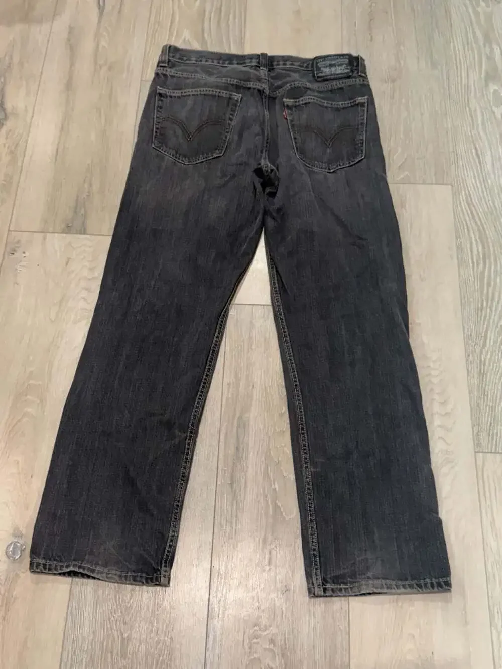 Levi's 505 Straight Fit Black Denim Jeans 34x32
